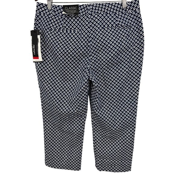 Rafaella Women Classic Fit Pants Size 12 Navy White Stretch Crop Stretch NWT new - Picture 3 of 7